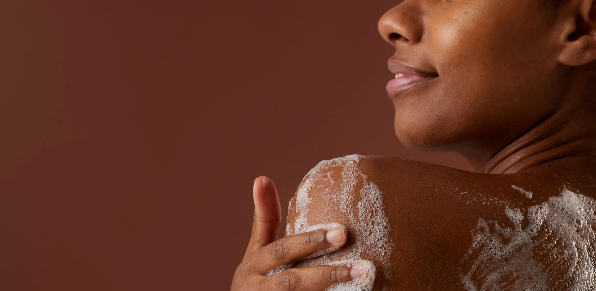 black women touching her skin