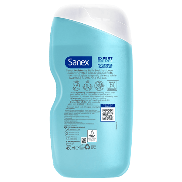 Sanex Expert Skin Health Moisturising Bath Soak back view