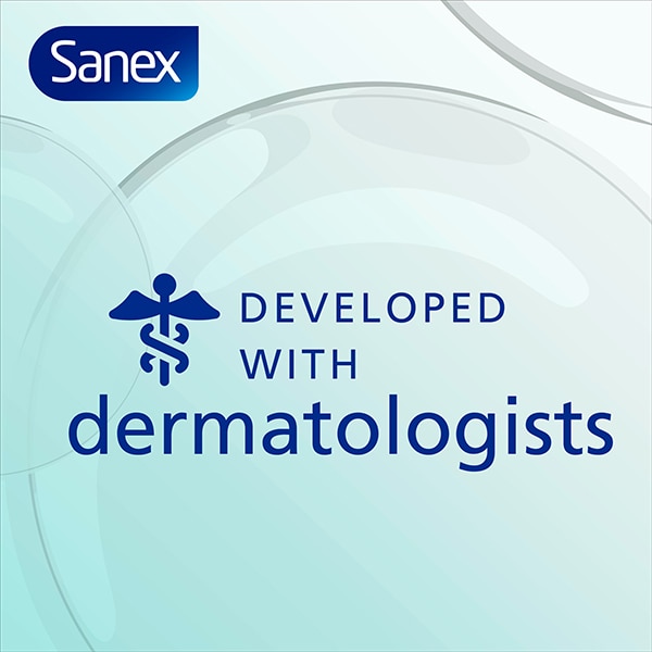 Transparent bubbles in the background with text specifically developed with dermatologists