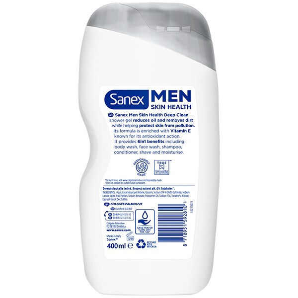 Sanex Men Skin Health Deep Clean Shower Gel 400 ml